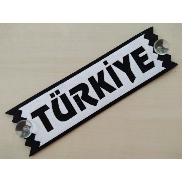 DEKOR PLAKA - TÜRKİYE YAZISI BEYAZ (27x8cm) vantuzlu Keçe Süs (Dekor Levha) ürün görseli 1