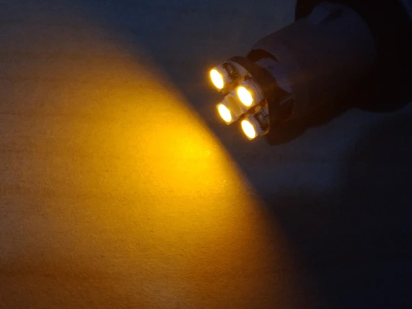 T10 DİPSİZ LED AMPUL (4 ÇİPLİ) TURUNCU 12V (2ADET FİYATI) T10 GÖSTERGE, PARK, SİNYAL, PLAKA AMPULU ürün görseli 1