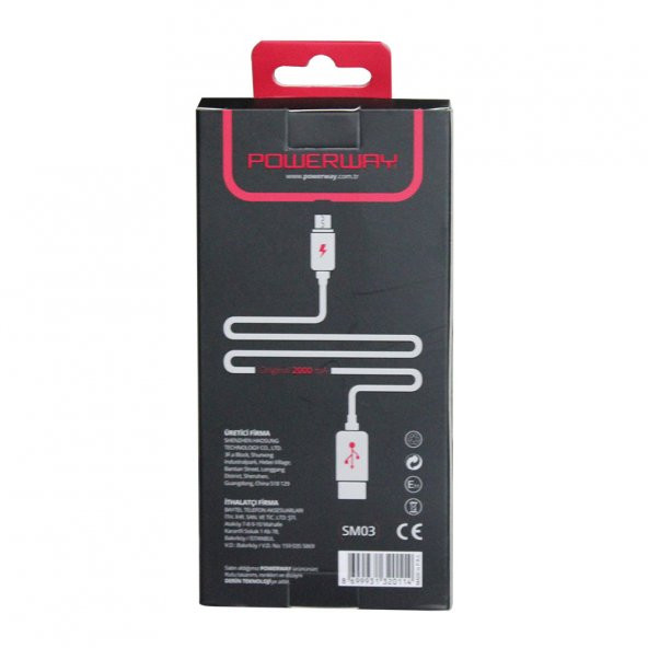 Powerway Micro USB Hızlı Şarj Kablosu 1M - SM03 ürün görseli 1
