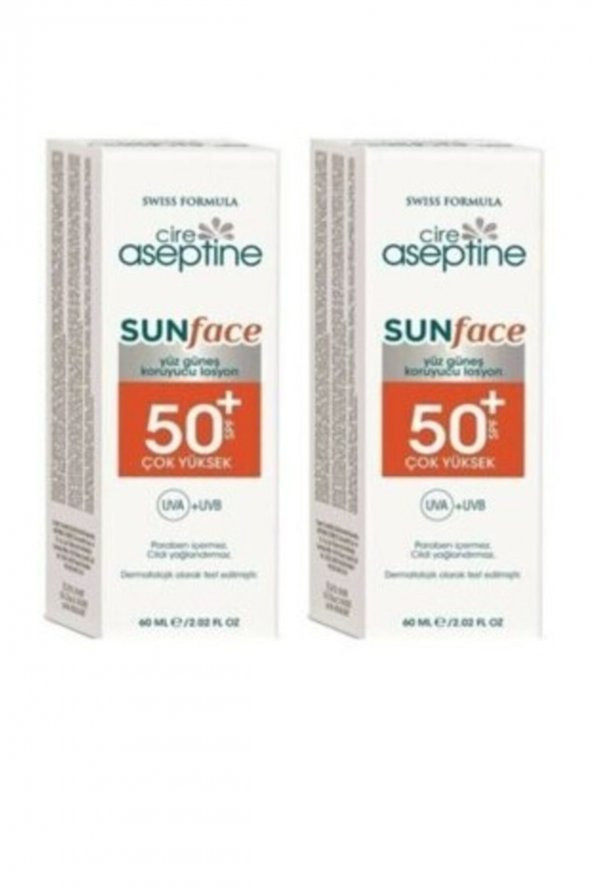 CIRE ASEPTINE Sunface Spf50+ Yüksek Koruma Uva+uvb Yüz Güneş Koruyucu Losyon 60 ml ( 2 Adet ) ürün görseli 1
