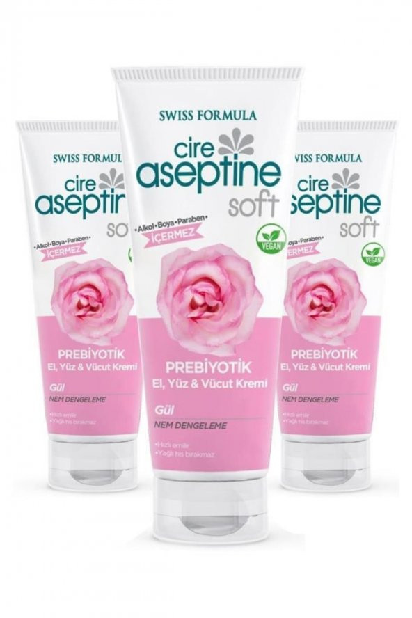 CIRE ASEPTINE Soft Prebiyotik El Yüz Vücut Kremi Gül 75 ml X3 ürün görseli 1