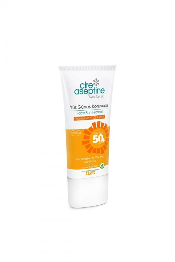CIRE ASEPTINE Yüz Güneş Koruyucu Spf 50+ Karma Ve Yağlı Cilt 50 Ml ürün görseli 1