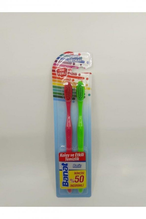 Banat Basic Diş Fırçası Medium 1+1 ürün görseli 1
