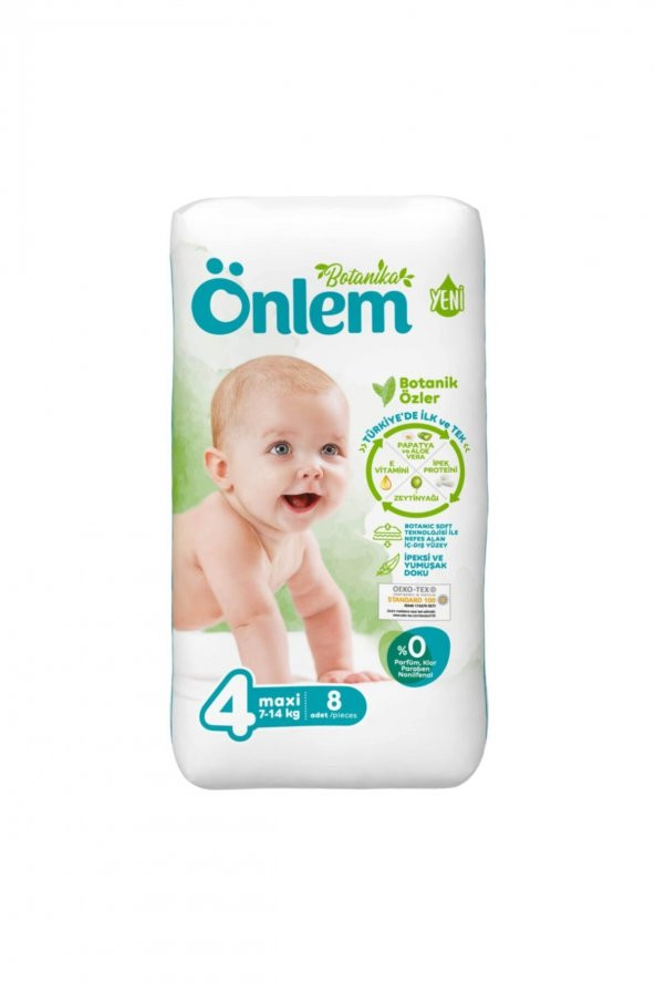 ÖNLEM Botanika Bebek Bezi Deneme Paketi NO:4  Maxi 8 Adet (7-14 Kg) NO 4 ürün görseli 1