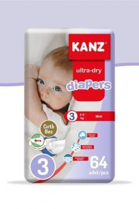 Kanz KANZ NO:3 MEGA Çocuk Bezi MİDİ 4-9KG 64 LÜ ürün görseli 1