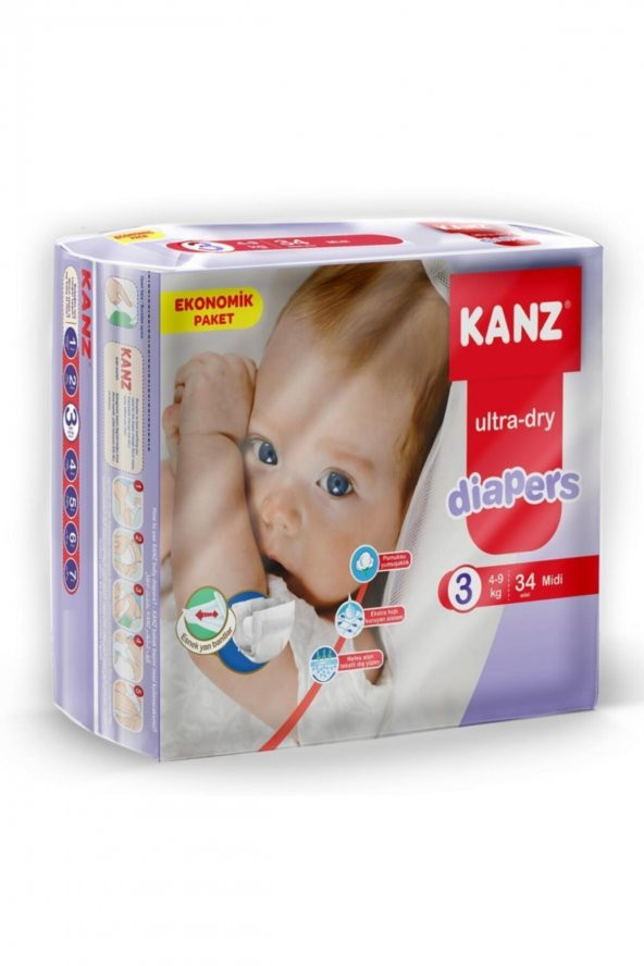 Kanz KANZ NO:3 Çocuk Bezi Eko Mini (4-9 Kg) 34lu ürün görseli 1