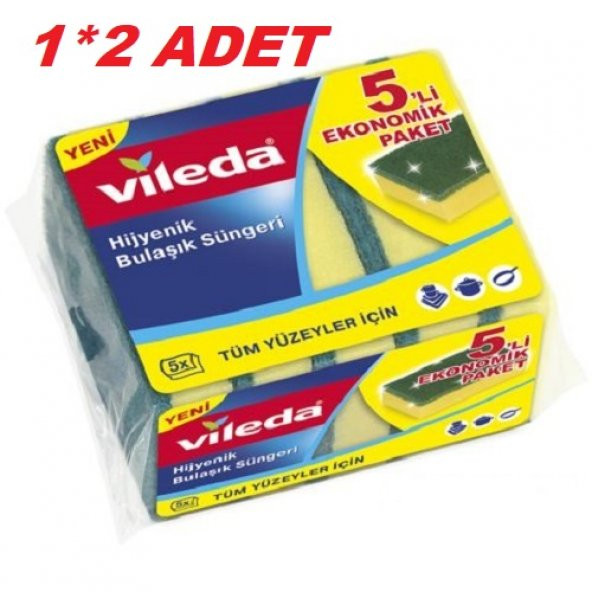 Vileda VİLEDA Yeşil Sünger Düz 5li 2 Lİ PAKET ürün görseli 1