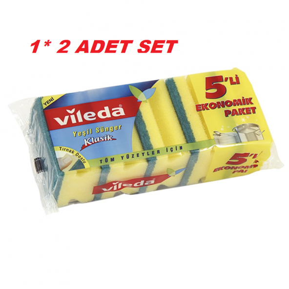 Vileda VİLEDA Yeşil Sünger Oluklu 5li 2Lİ PAKET ürün görseli 1