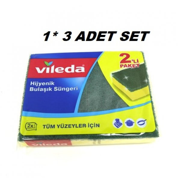 Vileda Vileda Antibakteriyal 1 + 1 Yeşil Düz Sünger 3 lü SET ürün görseli 1