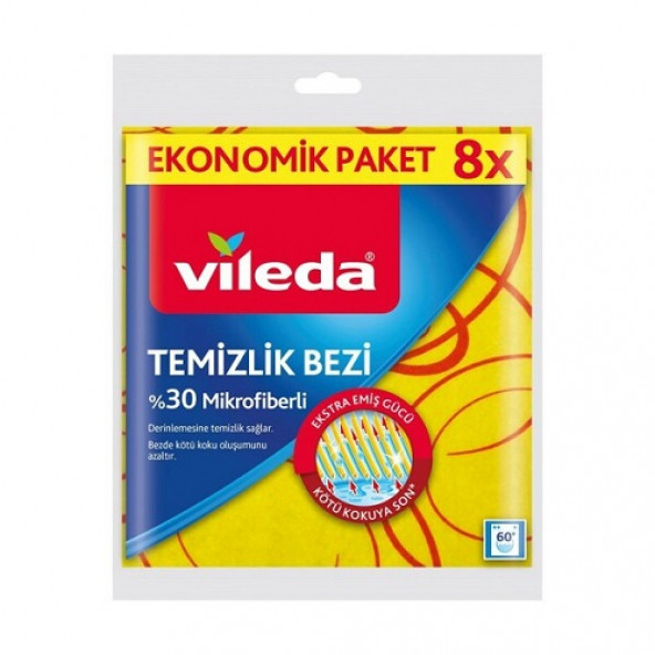 Vileda VİLEDA Mikrofiberli Sarı Temizlik Bezi 8li ürün görseli 1