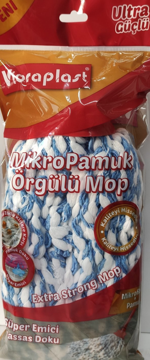 VİORAPLAST VİORAPLAST MİKROPAMUK ÖRGÜLÜ MOP YEDEK MAVİ BEYAZ ürün görseli 1