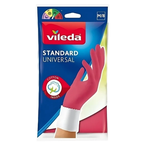 Vileda VİLEDA Standart Eldiven Orta Boy ( M) KIRMIZI RENK ürün görseli 1