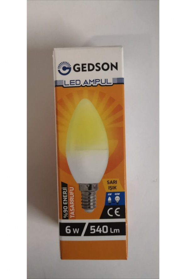 Gedson Led Mum Ampul 6 W E14 Duy Sarı Işık ürün görseli 1