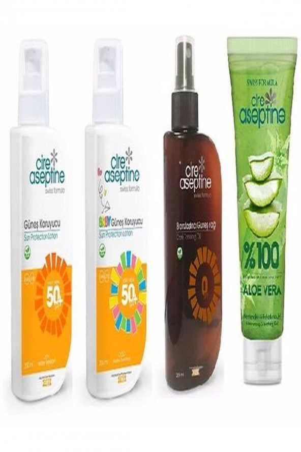 CIRE ASEPTINE Güneş Koruyucu 50spf-Güneş Koruyucu Baby 50spf-Bronzlaştıcı-Güneş Sonra Aloevera Jel ürün görseli 1