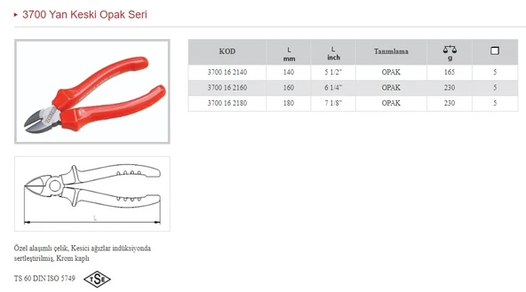 İZELTAŞ YAN KESKİ 160MM  OPAK 3700 16 2160 ürün görseli 1