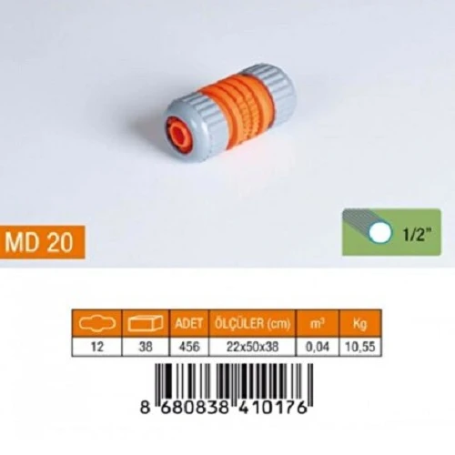 1/2" LÜX HORTUM EKİ PLASTİK MD20 ürün görseli 1