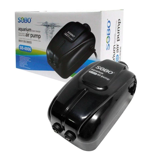 Sobo Çift Çıkışlı Akvaryum Sessiz Hava Motoru 4.5W 2x3 Lt/dk SB-8806 ürün görseli 1