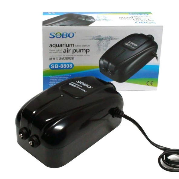 Sobo Ayarlanabilir Çift Çıkışlı Akvaryum Sessiz Hava Motoru 5,8W 12 Lt SB-8808/dk ürün görseli 1