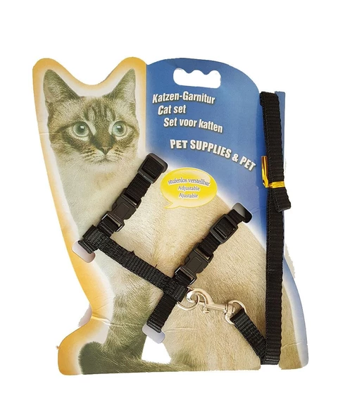 Kedi Göğüs Tasma Düz Renk 1x120 cm Siyah ürün görseli 1