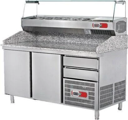 Mermerli Pizza Malzeme Hazırlık Buzdolabı ürün görseli 1