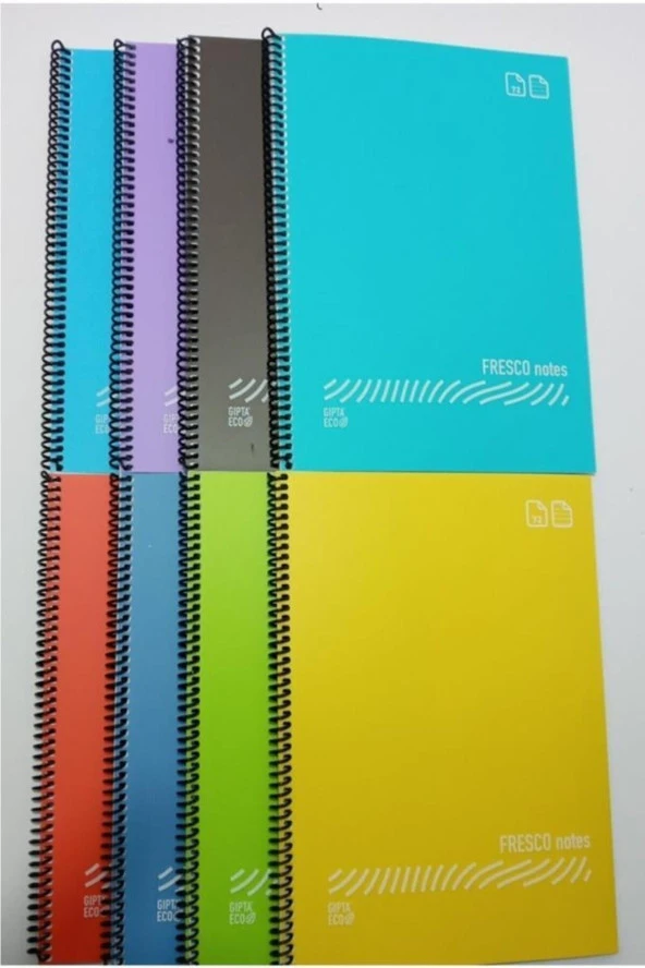 Gıpta Fresco Spiralli Düz Plastik Defter A5 96 Yaprak Çizgili Küçük 12 Li Paket ürün görseli 1