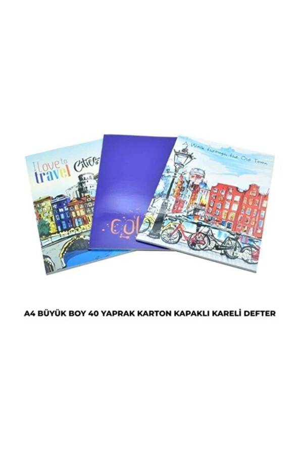 Çınar Defter Dikişli Karton Kapak Kareli 40 Yaprak Haritametod 12 Li Paket ürün görseli 1