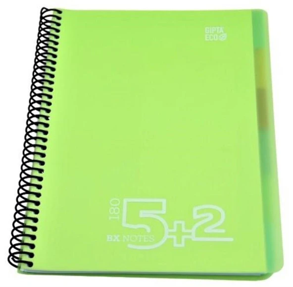 Gıpta Bx Notes Spiralli Plastik Kapak Defter A4 180 Yaprak 5+2 Seperatörlü Kareli+Çizgili 6 Lı Paket ürün görseli 1