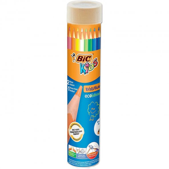 BIC Evolution Kuru Boya Kalemi 12+1 Renkli Kalemtraş Hediyeli Metal Tüp Boya Kalemi ürün görseli 1