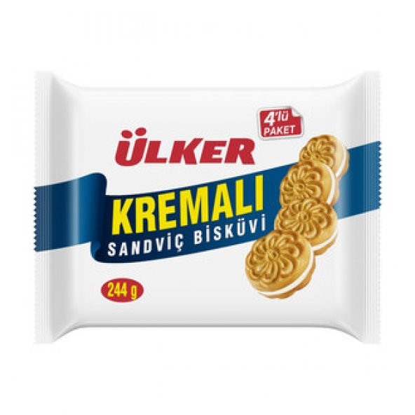 ÜLKER KREMALI SANDVİÇ BİSKÜVİ 4 LÜ 244 GR ürün görseli 1