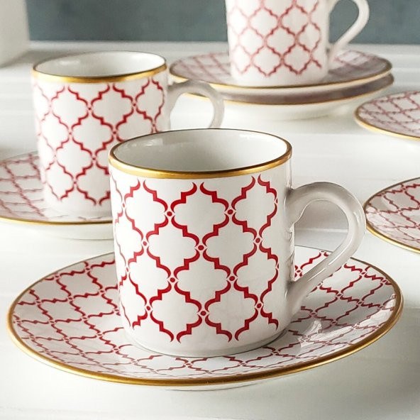 Regna Home Harmony Luna Kırmızı 6 Kişilik Kahve Fincan Takımı (HBF-12-KFT-LUN-K ) ürün görseli 1