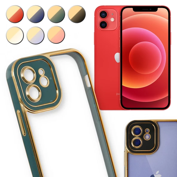 iPhone 12 Kılıf Lazer Lens Kamera Çerçeveli Kapak ürün görseli 1