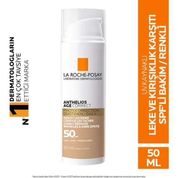 La Roche Posay Anthelios Age Correct SPF 50+ Light Renkli Güneş Kremi 50ml ürün görseli 1
