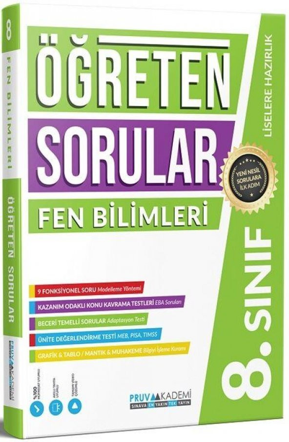 8. Sınıf Fen Bilimleri Öğreten Soru Bankası Pruva Akademi ürün görseli 1