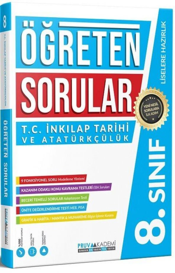 8. Sınıf T.C. İnkılap Tarihi ve Atatürkçülük Öğreten Soru Bankası Pruva Akademi ürün görseli 1