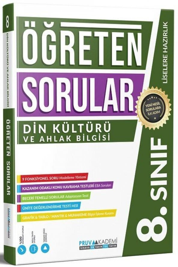 8. Sınıf Din Kültürü ve Ahlak Bilgisi Öğreten Soru Bankası Pruva Akademi ürün görseli 1