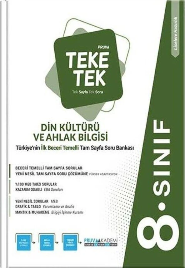 8. Sınıf Din Kültürü ve Ahlak Bilgisi Teke Tek Pruva Akademi ürün görseli 1