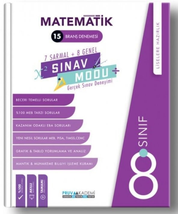 8. Sınıf Matematik Sınav Modu 15 Deneme Pruva Akademi ürün görseli 1