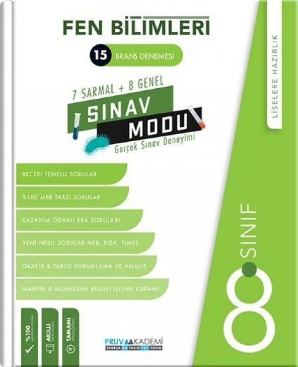 8. Sınıf Fen Bilimleri Sınav Modu 15 Deneme Pruva Akademi ürün görseli 1