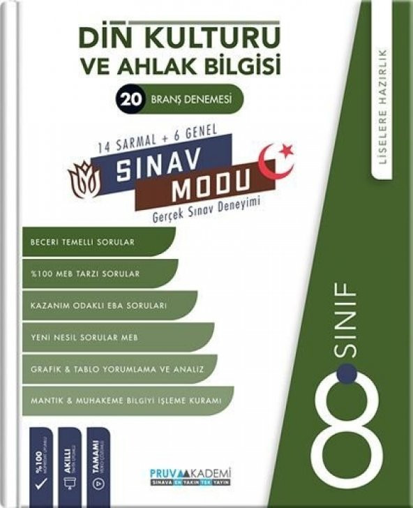 8. Sınıf Din Kültürü ve Ahlak Bilgisi Sınav Modu 20 Deneme Pruva Akademi ürün görseli 1