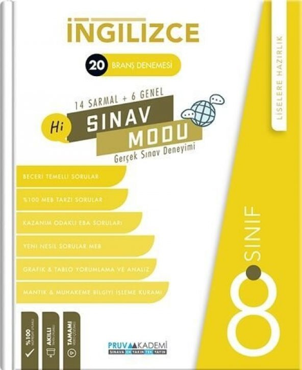8. Sınıf İngilizce Sınav Modu 20 Deneme Pruva Akademi ürün görseli 1