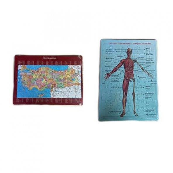2Li Puzzle Set Türkiye Haritası 50 parça ve İnsan Anatomisi 60 parça ürün görseli 1