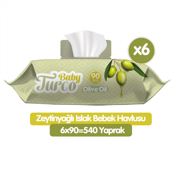 Baby Turco Zeytinyağlı Islak Havlu Mendil 90X6 540 Yaprak ürün görseli 1