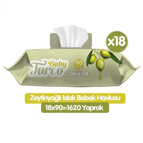 Baby Turco Zeytinyağlı Islak Havlu Mendil 90x18 1620 Yaprak ürün görseli 1