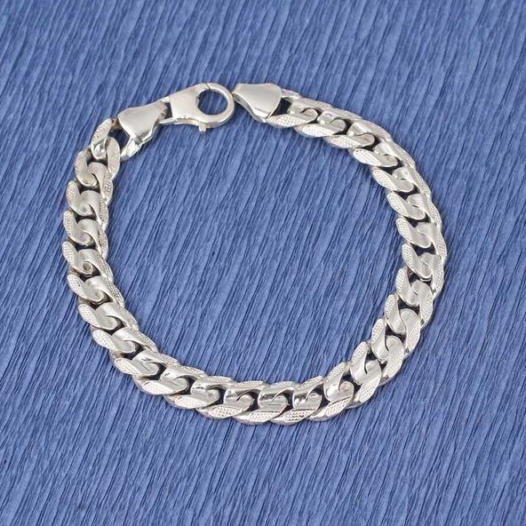 925 Ayar Gümüş 0,9 x 12 mm Zincir Bileklik, Desenli ürün görseli 1
