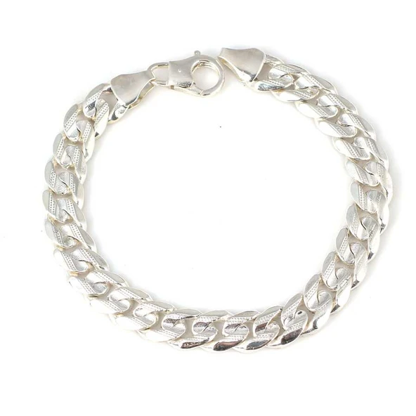 925 Ayar Gümüş 0,9 x 12 mm Zincirli Desenli Bileklik ürün görseli 1