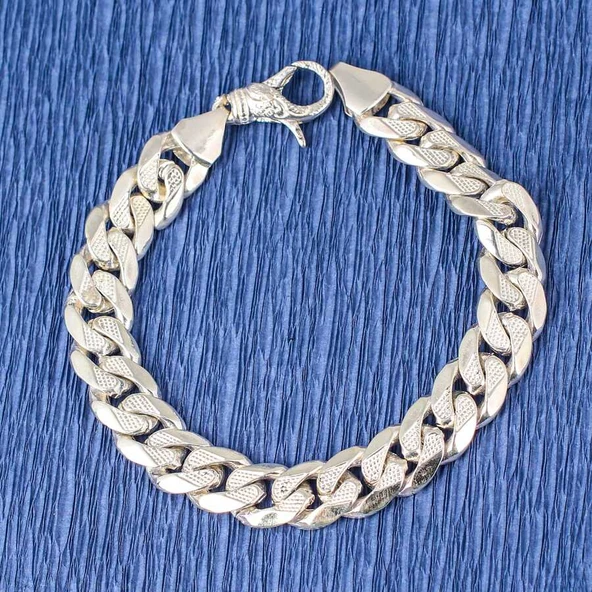 925 Ayar Gümüş 10 x 13,5 mm Zincir Bileklik ürün görseli 1
