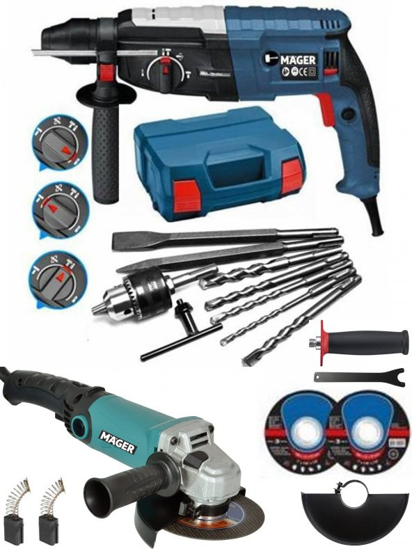 Mager Kırıcı Delici Elektrikli Hilti Matkap Ve Devir Ayarlı Taşlama ürün görseli 1