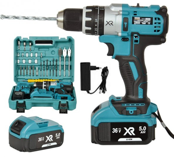 Mager MAGER XR Germany Thechnology 36 WATT 5 AH Metal Şanzuman Darbeli Setli Akülü Vidalama Matkap ürün görseli 1