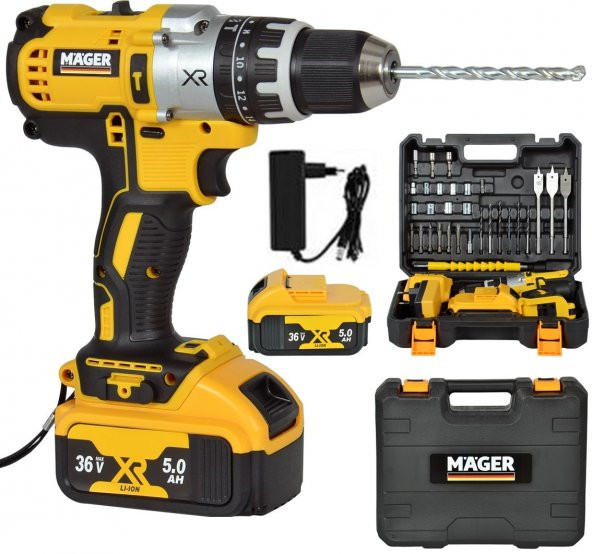 Mager Mager XR Germany Thechnology 36 WAT 5 AH DARBELİ Setli Yedek Akülü Matkap ürün görseli 1