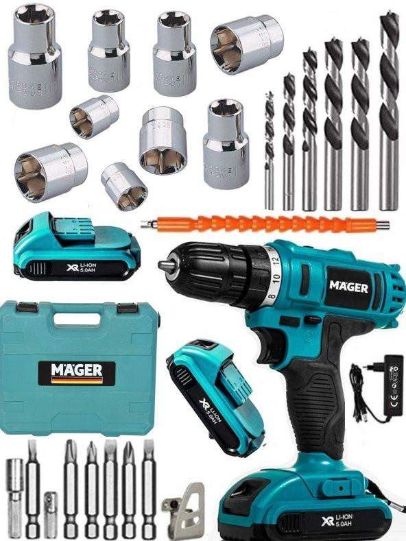 Mager MGR1024DRB DARBELİ Metal Şanzumanlı Üstün Tork Ayarlı Matkap Akülü Vidalama ürün görseli 1